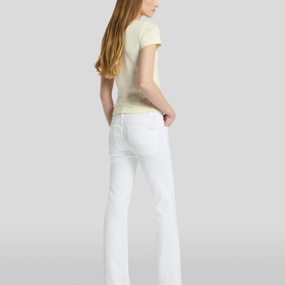 7 For All Mankind Tailorless Broken Twill Original Bootcut White Jeans Womens 26 - Picture 3 of 15